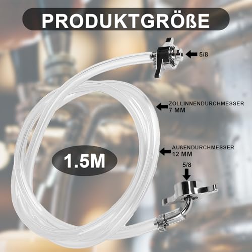 Einstellbarer Bierhahn G5/8 Bierzapfhahn Chrome Bier Zapfhahn mit 1,5 m Schlauch und Schraubenschlüssel Bierhahn Langschaft Edelstahl für Hause Bier Bar Restaurants Weinwerkzeuge Home Brewing Zubehör