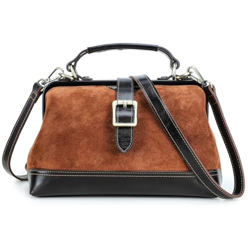 Image of CONTACTS Full Grain Leather Doctor Purse Bag for Women Top Handle Bag Vintage Handbag Shoulder Bag