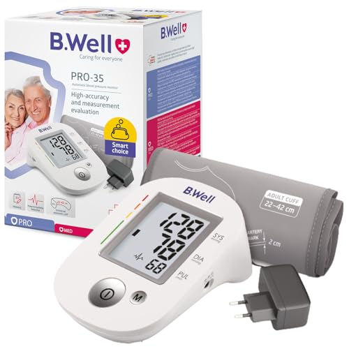 B.Well Swiss PRO-35 Tensiomètre Bras Automatique avec Adaptateur Secteur – Validation Clinique, Détection d’Arythmie, Technologie Intellect Classic,...