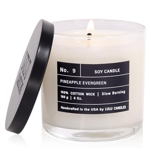 Lulu Candles | Pineapple Evergreen| Luxury Scented Soy Jar Candle | Hand Poured in The USA | Highly Scented & Long Lasting- 6 Oz.