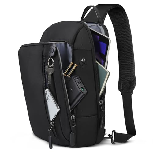 [RAINSMORE] ボディバッグ メンズ 大容量 YKKファスナー 斜めがけバッグ メンズ 盗難防止ポケット 撥水加工 スポーツ 多機能 カジュアル iPad収納可 耐衝撃 ショルダーバッグ