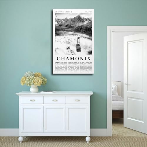 Toile Chamonix noir et blanc 40,6x61cm pour transformer un mur vide en œuvre