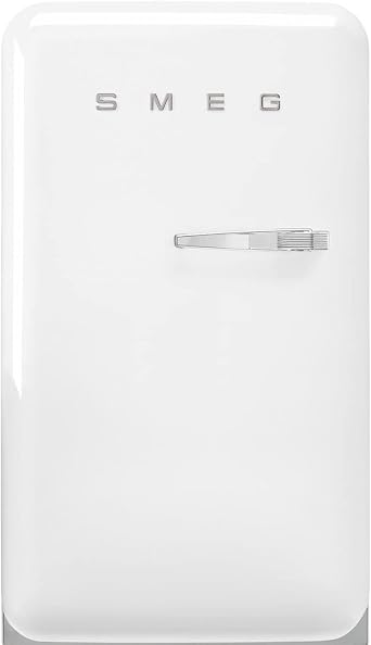 Smeg FAB10 50s Retro Style Aesthetic Refrigerator with 4.48 Cu Total Capacity, 2 Glass Shelves, LED Internal Light, 22-Inches, White Left Hand Hinge Made In Italy