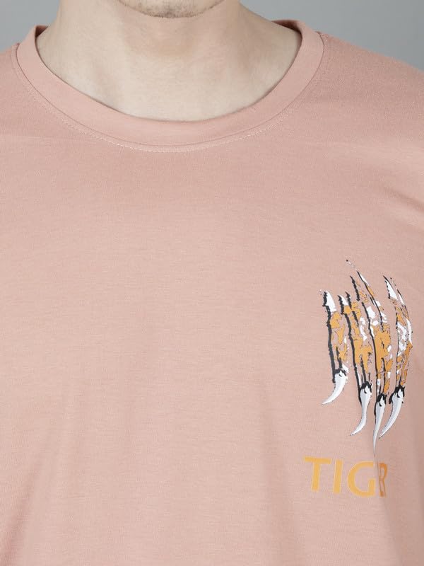 Image of London Hills Men's Cotton Oversized Fit Casual Printed Round Neck, Oversized Longline Drop Shoulder Boho Style T-Shirt