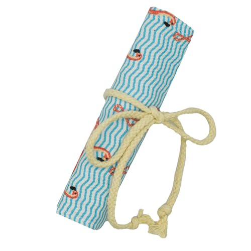 Image of Flamingo Pattern Canvas Pencil Wrap Case Colored Roll Up Holders Coloring Pencil Organizers for Artist Adult Sketch Travel Storage With 24 Slots(Flamingo)