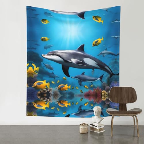 Tapisserie murale monde sous-marin grand format tenture poisson BROLEO