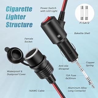 Thlevel 2 Metri Cavo di Prolunga Presa Accendisigari 16AWG 12V Spinotto Maschio Auto Adattatore per Caravan Camper Aspirapolvere