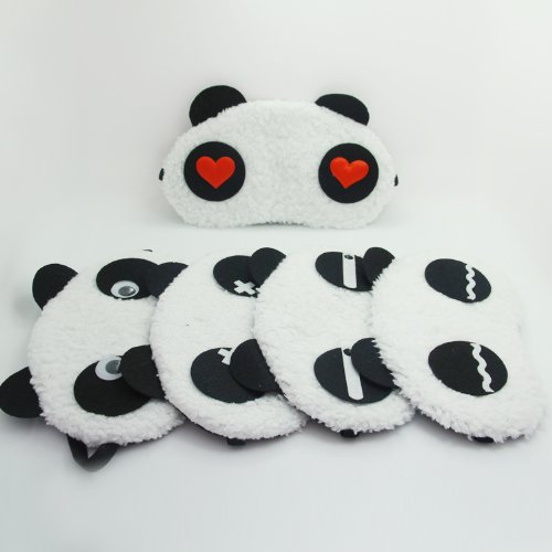 EleCharm 6PCS Cute Panda Sleep Mask Soft Plush Eyeshade Eyepatch Travelling Blinfold Mask - Image 4