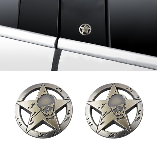 Image of Star Skull Emblem for Car Windows, Trucks, Hood, Laptops Car Decoration (Bronze)