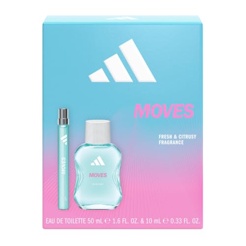 Image of adidas Moves Giftset including Eau de Toilette (50ml, 1.6fl oz. & 10ml,0.33fl oz.), for Her, Citrusy and Fresh Fragrance
