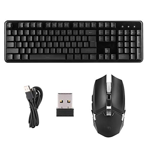 Zhjvihx Gaming-Tastatur und -Maus-Kombination, mit 104-Tasten-Computer PC-Gaming-Tastatur für PC/Laptop Kabellose Spieltastatur Maus-Set Ladebeleuchtung Eingebauter Lithium-Akku Cover