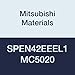 Mitsubishi Materials SPEN42EEEL1 MC5020 Coated Carbide Milling Insert, Class E, Round Honing, Square, Grade MC5020, 0.5" Inscribed Circle, 0.125" Thick (Pack of 10)