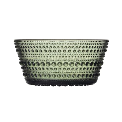 Iittala Kastehelmi Schale aus Glas hergestellt, in der Farbe Tannengrün, Volumen: 23 cl, Höhe: 5 cm, D: 11 cm, 1070589