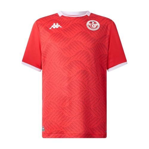 Maillot Kombat Home Tunisie Football Officiel Rouge Homme (FR/ES, Alpha/Lettres, L, Taille Normale, Taille Normale)