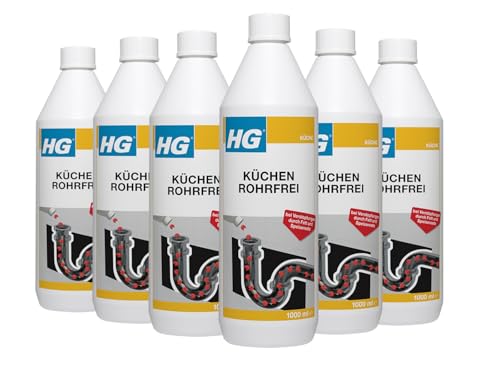 HG Küchen Rohrfrei – Abflussreiniger speziell für Küchenabflüsse – Fettlösend – 6er Set