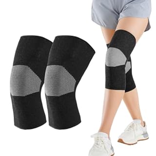 YAZWUR Ginocchiera in bambù con compressione, 1 paio, ortopedica elasticizzata, fascia per supporto e sollievo per dolori articolari, e slogature, ambidestra, adatta a uomini e donne (XL) (Grigio)