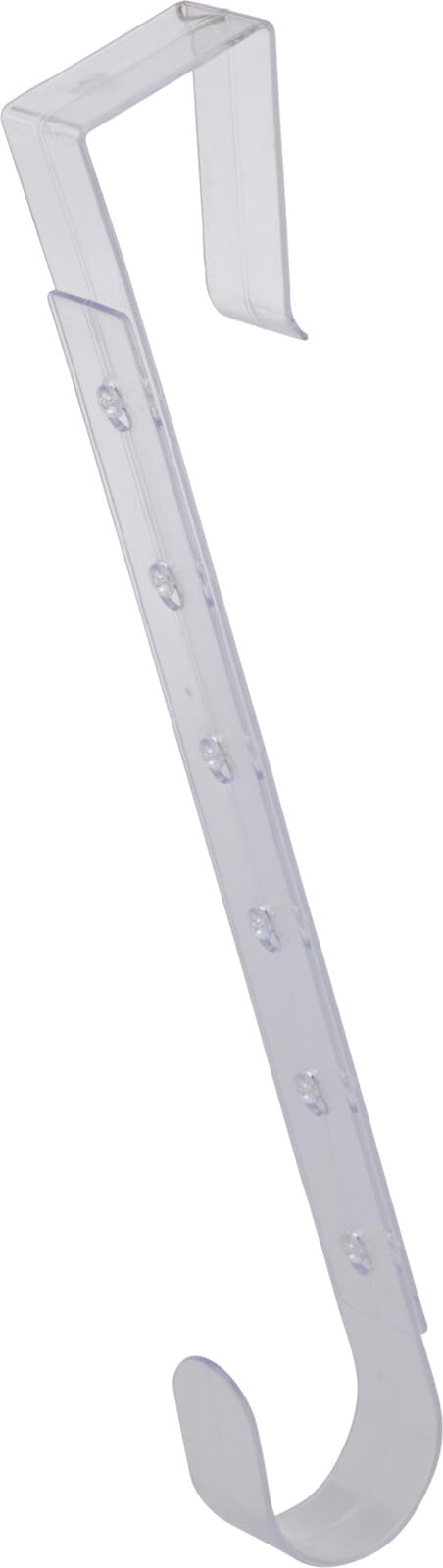 Wreath Door Hooks – Over The Door Plastic Hangers for Holiday Decorations, Garlands & Wreaths – No Tools or Screws Required, Fits Most Doors - 4 Colours (Red, Green, White & Clear) (Clear)