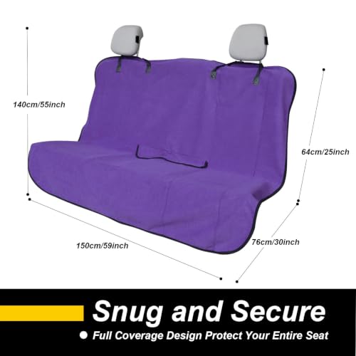 Image of Back Seat Cover for Car Trucks Van SUV,Waterproof Rear Bench Towel Seat Covers for Dogs and Kids,Automotive Backseat Protector (Purple)