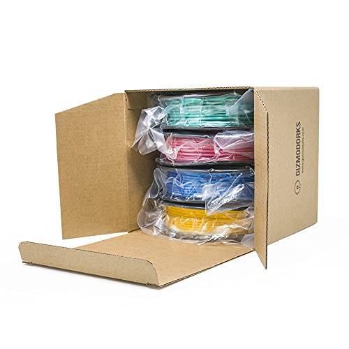 Image of Gizmo Dorks PLA Filament for 3D Printers 1.75mm 200g, 4 Color Pack Multicolor (Silk-Blue, Red Pink, Teal, Yellow Gold)