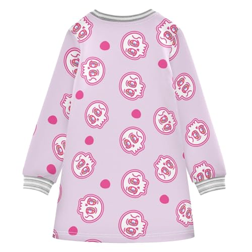 Cute Skull Girls Dresses Long Sleeve Sweatshirt Dress for Girls Winter Toddler Casual A Line Dresses Size 2-8T2
