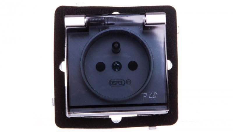 Prise de courant Argent IP44 16A encastrable 71mm GPH-1RZP/m/38/d