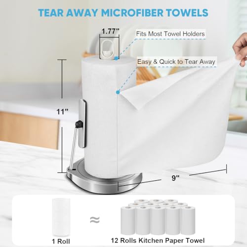 Image of AIDEA White Microfiber Cleaning Cloth Roll-55 Sheets, Paper Towels 11x9 inch