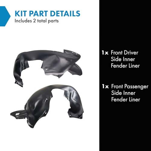 Image of TRQ Front Driver and Passenger Side Inner Fender Liner Set Compatible with 2011-2014 Volkswagen Jetta
