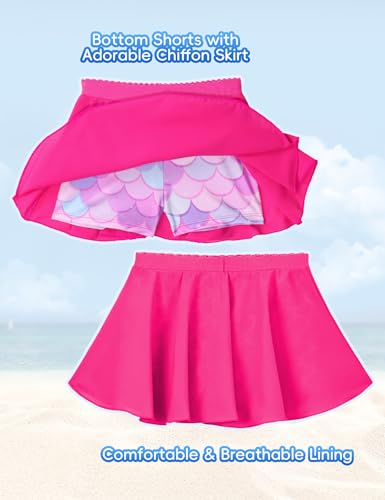 Image of Snowheart Girls Rash Guard Swimsuit Set Long Sleeve Bathing Suit Two Piece 3-12 Years