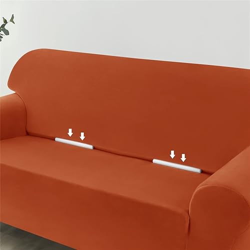 Vista 45 de Funda elástica para sofá de 3 cojines, 1 funda de terciopelo para sofá, fundas protectoras de muebles con parte inferior elástica, lavable a máquina