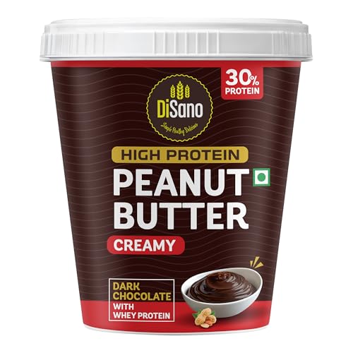 Image of DiSano High Protein Dark Chocolate Peanut Butter with Whey Protein, Creamy 510g | 30g Protein. Gluten Free, Post & Pre Workout snack