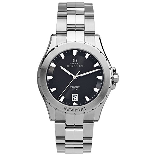 Preisvergleich Produktbild Michel Herbelin Newport Trophy Herrenuhr silber / schwarz 12270 / B24