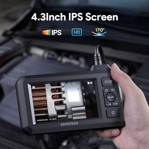 Image of DEPSTECH Inspection Endoscope Camera with Light: Dual Lens 1080P Borescope with 4.3 inch IPS Screen & 16.5FT Snake Cable, Industrial Waterproof Video Automotive Tools for Sewer, HVAC, Plumbing, Mechanic