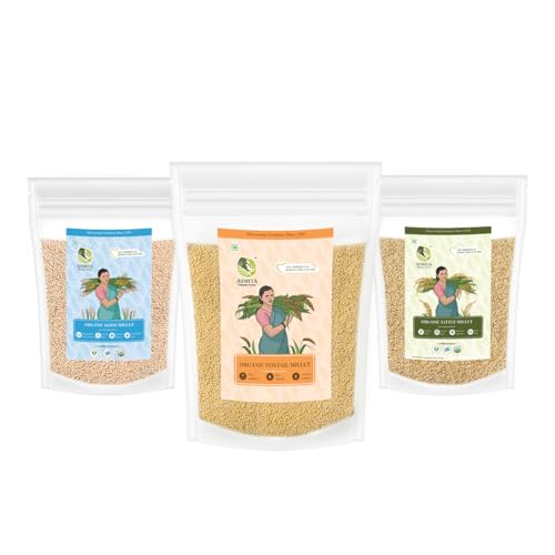 See full amazon price history chart for Asmita Organic Farms Organic Millets Combo Pack Of 3 | Siridhanya | Make a creamy breakfast porridge | Organic Kodo Millet, Little Millet, Foxtail Millet - 1.35 Kg Asmita Organic Farms Organic Millets Combo Pack Of 3 | Siridhanya | Make a creamy breakfast porridge | Organic Kodo Millet, Little Millet, Foxtail Millet - 1.35 Kg (B0CPHX4N4W) Amazon Price History, Amazon Price Tracker