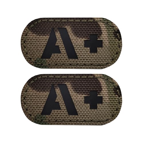EmWoot 2PCS Blood Type A+ Patches IR Infrared Reflective Laser Cut Patch Tactical Morale Patch Hook and Loop(2×1 inch CP)