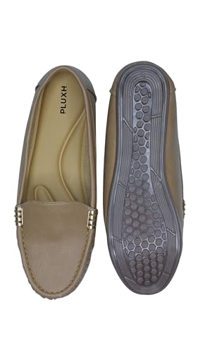 Image of Pluxh Women Ballet Flats | Slip-On Casual & Formal Shoes | Elegant Metal Accent Design, Soft Cushioned Insole with Flexible Anti-Slip Sole | Office Wear, Daily Use & Travel Footwear