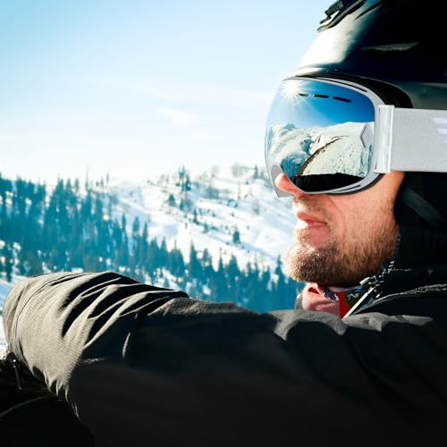 Image of EXP VISION Snowboard Ski Goggles Men Women Youth, Anti Fog OTG Winter Snow Goggles Spherical Detachable Lens (Gray)