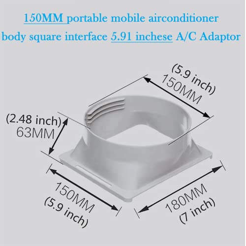 Portable Air Conditioner Exhaust Hose Coupler, 5.9 Inch / 6 Inch Coupling, Square To Round Window Adapter, A/C Unit Tube Connector, Mobile Air Conditioning Accessories #TOP4