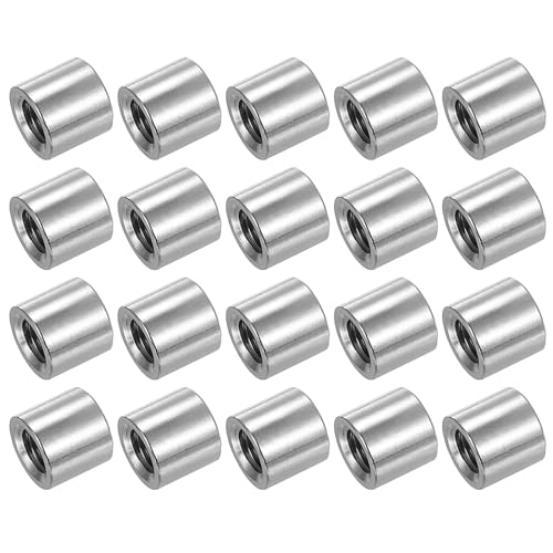 uxcell M8x1.25mm Round Coupling Nuts, 20 Pcs 304 Stainless Steel Connector Nuts Fasteners Rod Bar Stud 10mm for Industrial Construction Fasteners, Silver