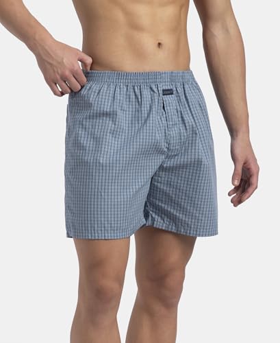 Image of Jockey 1223 Men Super Combed Mercerized Cotton Woven Checkered Boxer Shorts with Side Pocket (Pack of 2, Colors & Prints May Vary)