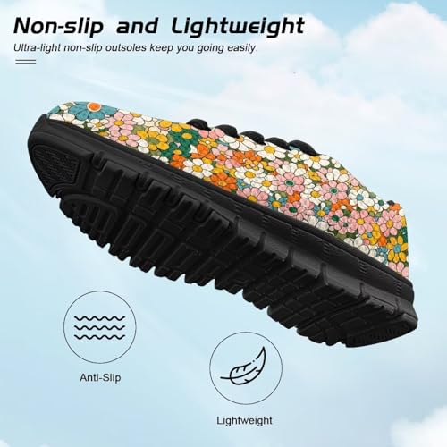 Flower Kids Sneakers for Girls Lightweight Running Shoes Lace Up Walking Shoes Breathable Tennis Shoes for Little Kid Size11-13/ Big Kids Size1-54