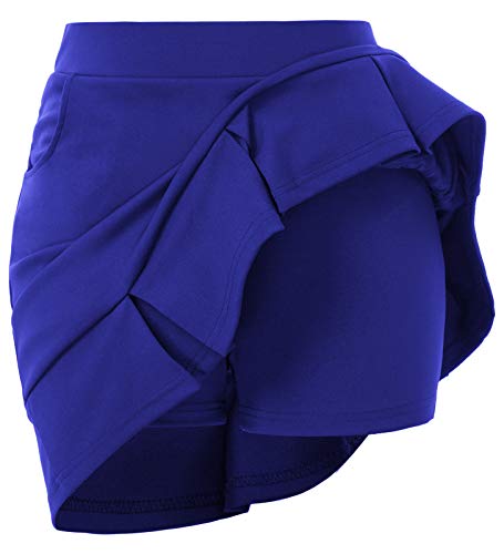 GRACE KARIN Women's Skorts Pleated Cute Skirts with Pocket Royal Blue