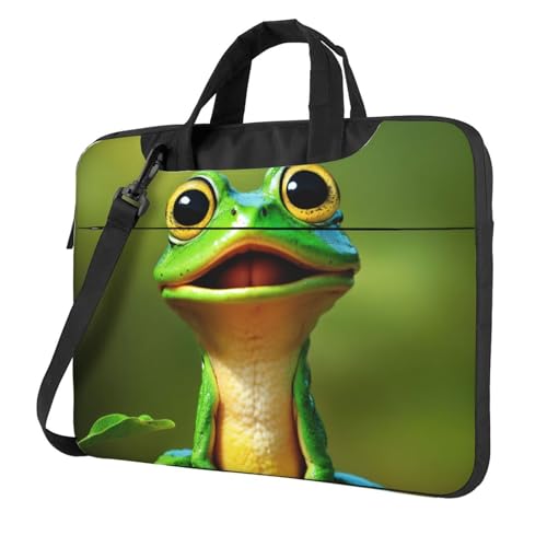 Housse ordinateur portable grenouille verte pour vos trajets quotidiens avec sa poignée pratique