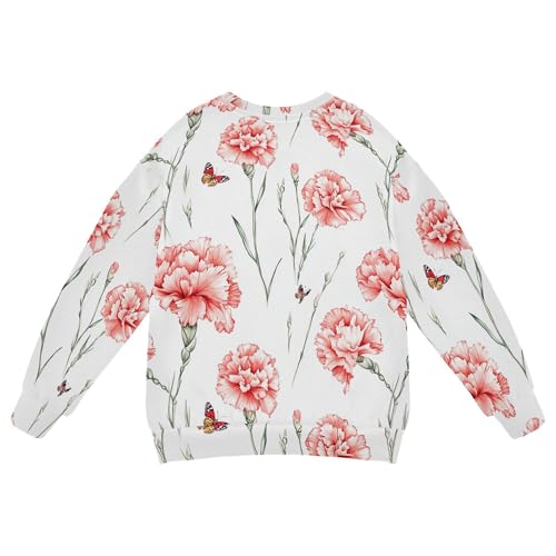JUNZAN Sweet Carnation White Kids Girls Sweatshirts Hoodies Fleece Boys Sweat Shirt Sports 4T2