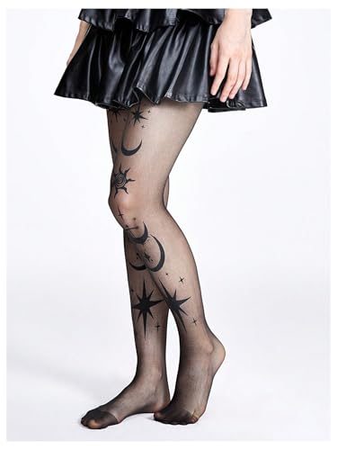 SHENHE Women's Sheer Patterned Tights Fairycore Grunge Ultra Thin Stockings Pantyhose3
