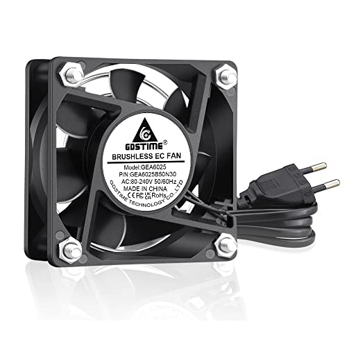 GDSTIME 60mm Lüfter 220V EC 230V 60 x 25mm Axiallüfter Dual Kugellager Bürstenlos Kühlung Lüfter 5000 U/min für Lüfteraustausch Belüftung