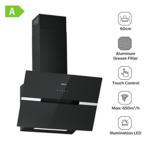 CIARRA-CBCB6736F-Clase-A-60cm-Campana-extractora-control-tactil-650mh-Extraccion-con-filtros-de-carbono-CBCF003-Campana-extractora-de-chimenea-con-luces-LED-Negra