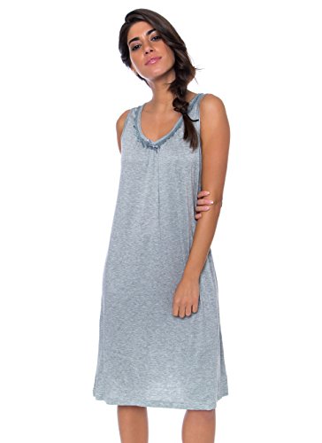 kathy ireland Womens Comfortable Stretchy Chemise Nightgown Large Heather Grey