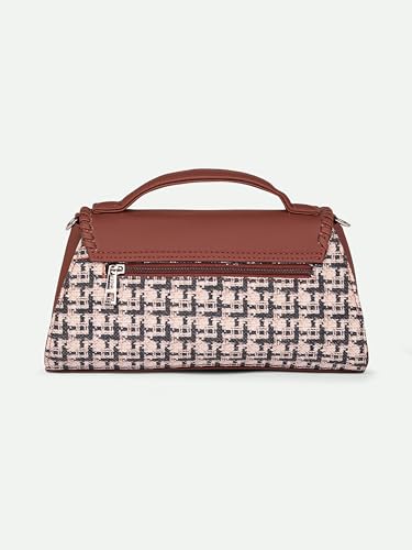 Image of ZOUK Saisha Sling Bag for Women - Vegan Leather with Whip-Stitch Detailing & Detachable Silver | Water-Resistant Stylish Purse | Carter Checks