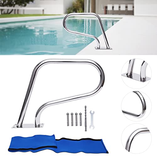 Barandilla para piscina, pasamanos de piscina, asa de acero inoxidable, capacidad de carga de 120 kg, ayuda de entrada portátil, diámetro de tubo de 4,2 cm, para piscinas, inclinadas, spa, parque