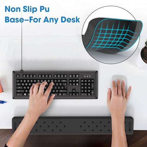 Image of MEKASS L-Shaped Desk Long Elbow Pad for Desk, Memory Foam Elbow Support Padding with Non-Slip, Ergonomic Desk Edge Cushion, Wrist Comfort Support for Office Home 1 Pcs (Dimple Black)
